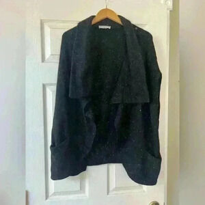 White + Warren Women’s Size Black Cashmere Shawl Collar Open Sweater Cardigan m